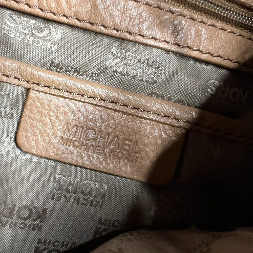 Michael Kors Austin Pebbled Leather Shoulder Tote Bag Brown Slouchy Hobo